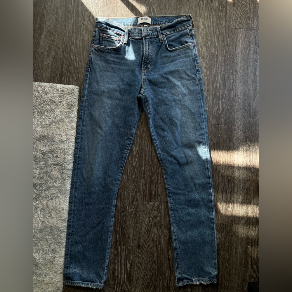 AGOLDE Toni Mid Rise Straight Denim Jeans Sz 26 EUC Medium Wash Blue - Picture 6 of 15